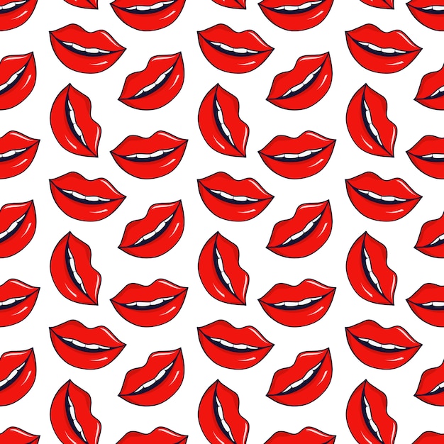 Premium Vector | Seamless pattern with red lips.