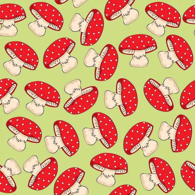 Premium Vector Seamless Pattern With Red Mushrooms 3593