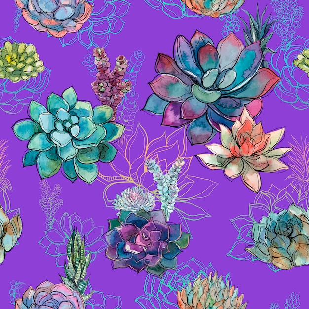 Watercolor Succulent Background Desktop - Best Succulent Ideas