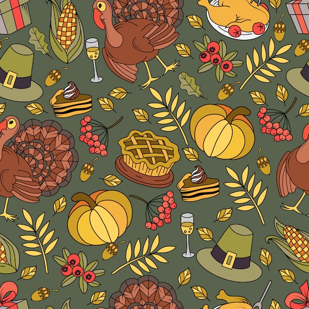 Premium Vector | Seamless pattern with thanksgiving symbol