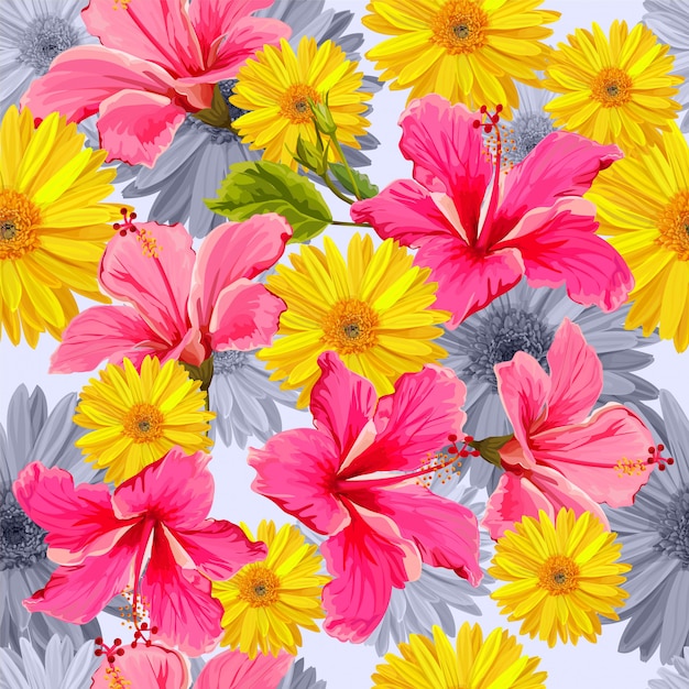 Premium Vector Seamless pattern with tropical flower vector illustration