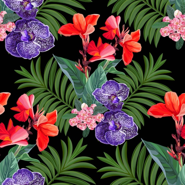 Premium Vector Seamless pattern with tropical flower
