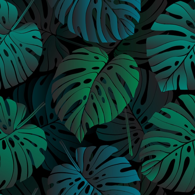 Premium Vector | Seamless pattern with tropical monstera plant leaves.