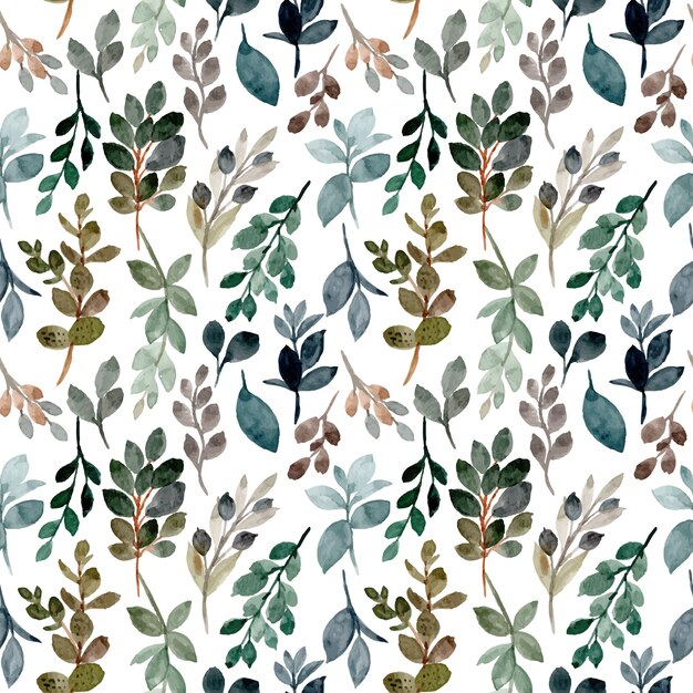 Premium Vector | Seamless pattern with watercolor green leaves