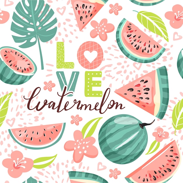 Download Premium Vector | Seamless pattern with watermelon. summer ...