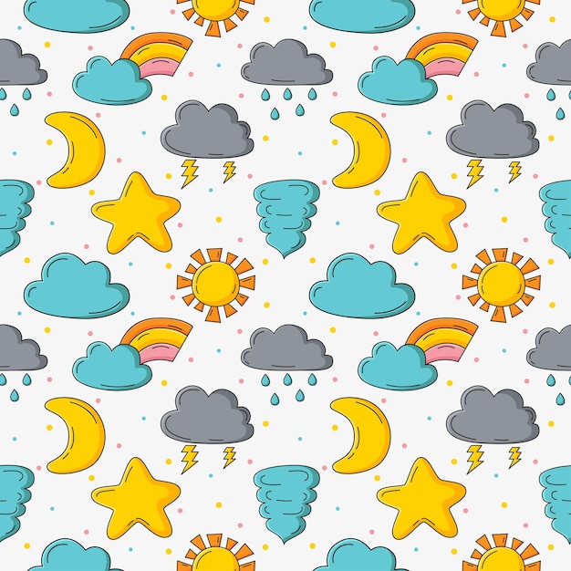 Premium Vector | Seamless pattern with weater icons set cartoon style ...