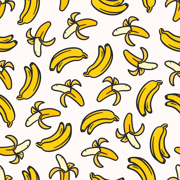 Seamless pattern with yellow banana | Premium Vector