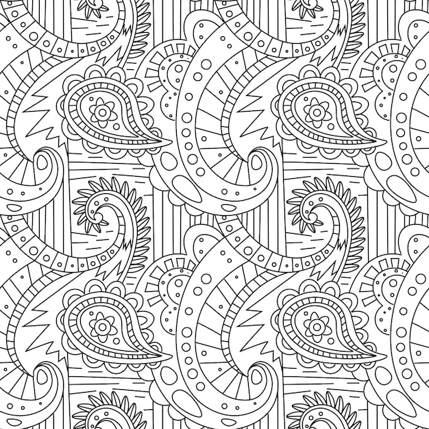 シームレスな模様zentangle Ornament Coloring Book Page プレミアムベクター