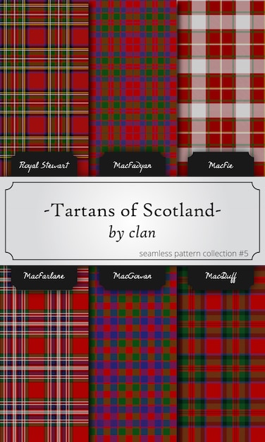 Seamless patterns of tartans by clan Vector | Premium Download