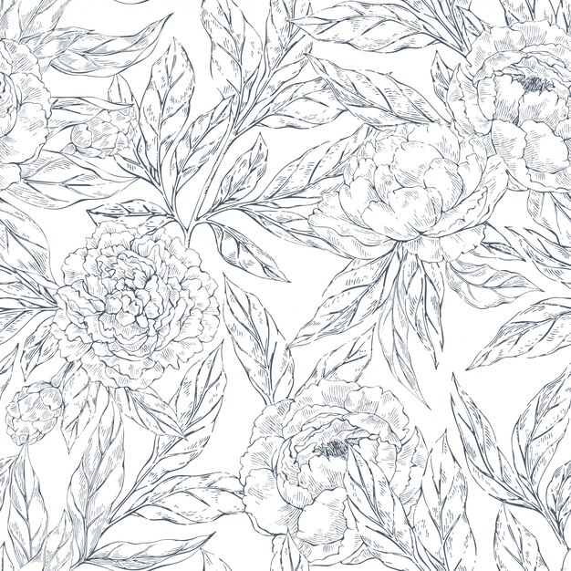 Premium Vector Seamless peony pattern