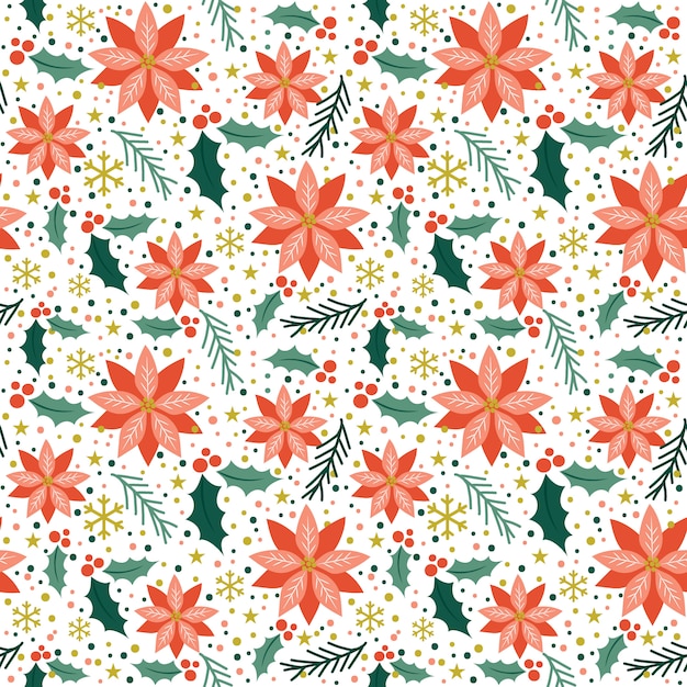 Premium Vector | Seamless poinsettia pattern