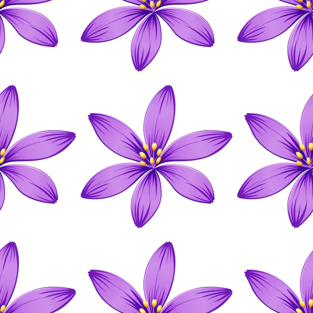 Free Vector Seamless purple flowers isolated on white