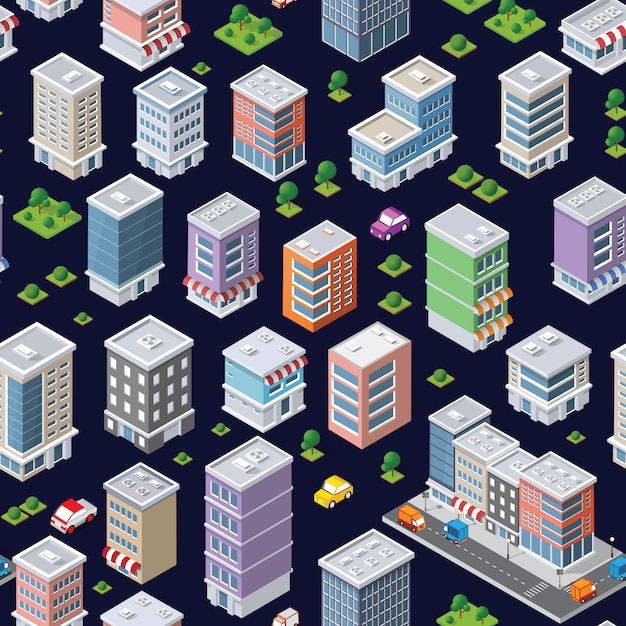 Premium Vector | Seamless repeating pattern city