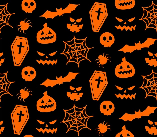 Premium Vector | Seamless repeating pattern with halloween symbols ...