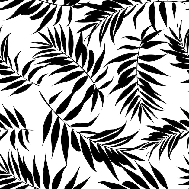 Premium Vector Seamless Repeating Pattern With Silhouettes Of Palm Tree Leaves