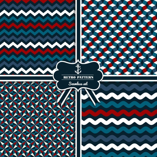 Free Vector Seamless retro navy pattern set