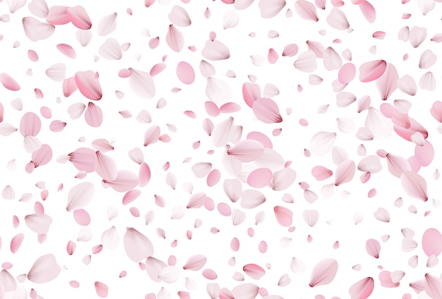 Premium Vector | Seamless sakura petals. falling realistic cherry ...