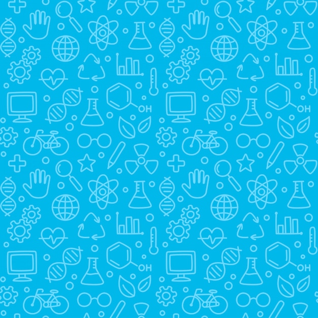 Premium Vector Seamless Science Pattern Hand Drawn Science Doodles