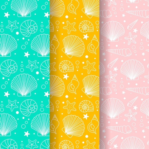 Premium Vector Seamless Seashell Pattern Collection