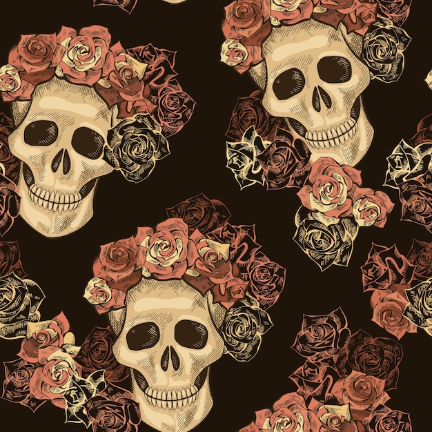 Premium Vector Seamless skull pattern