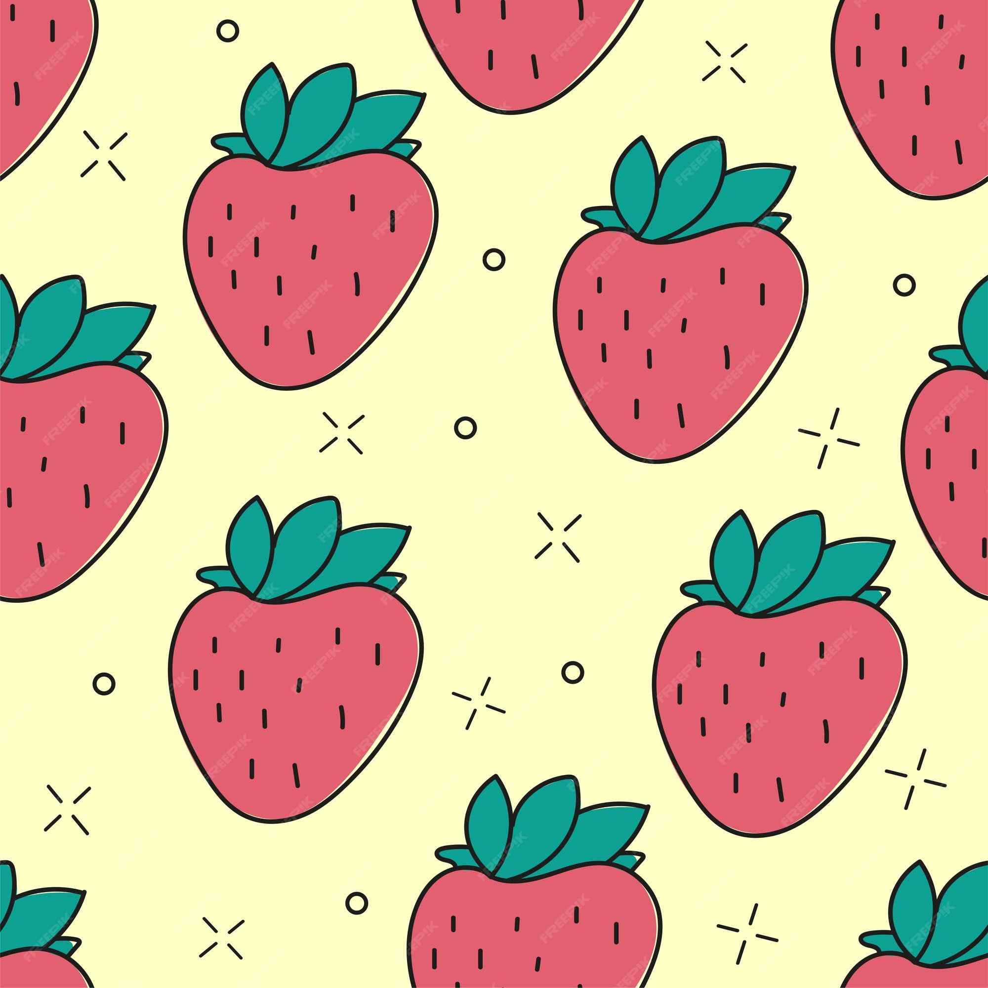 Premium Vector | Seamless strawberry hand drawn vector pattern. summer ...