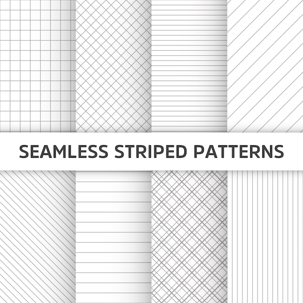 Seamless striped vector patterns, white and grey texture. Free Vector