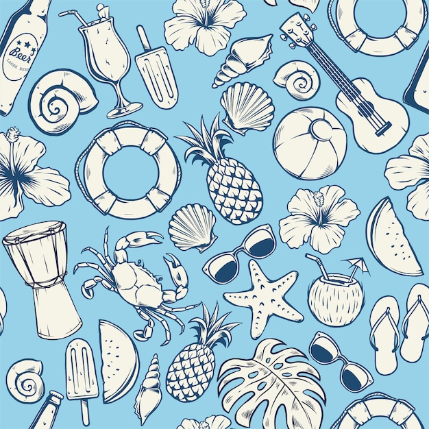 Premium Vector Seamless summer pattern design