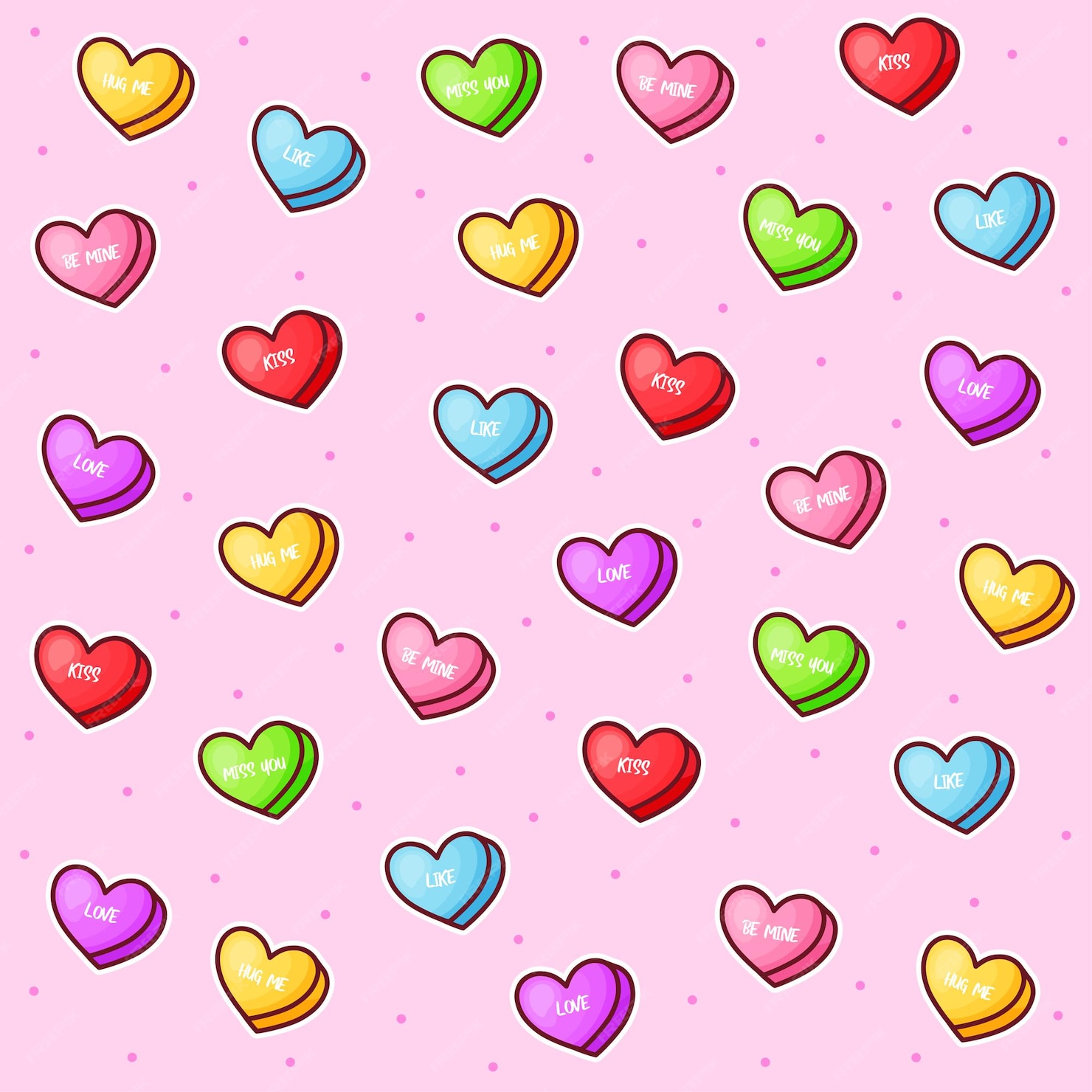 Premium Vector Seamless vector pattern candy hearts