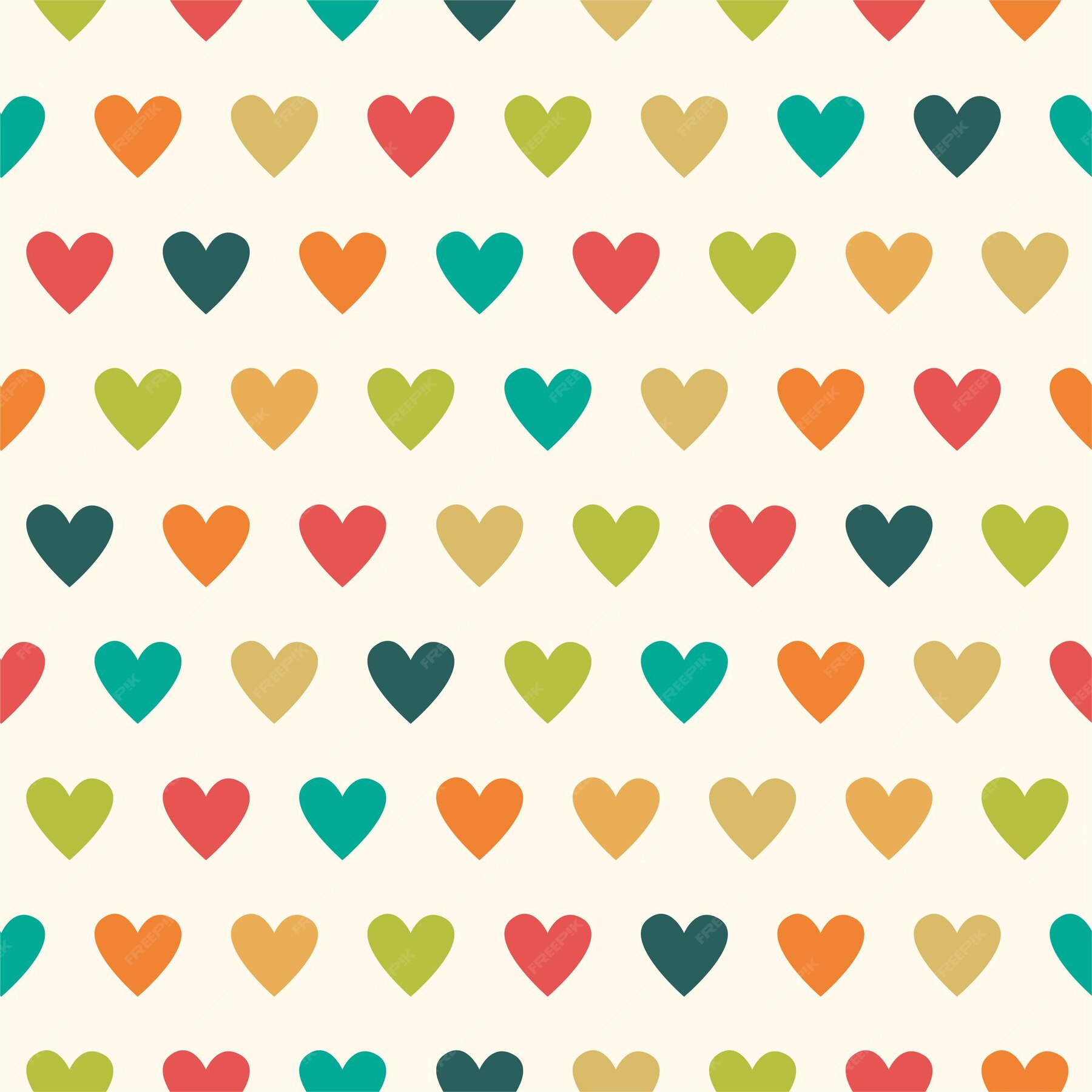 Premium Vector | Seamless vector pattern with bright hearts on a light ...