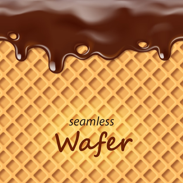 Seamless wafer and dripping chocolate repeatable Premium Vector
