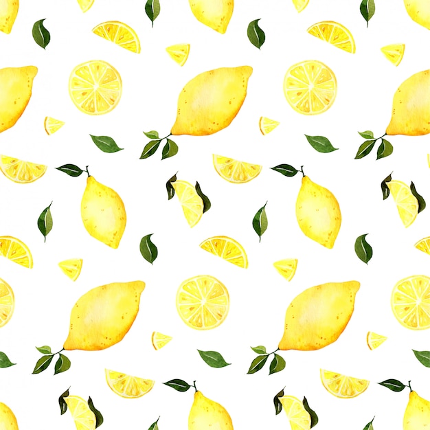 Premium Vector | Seamless watercolour lemon pattern