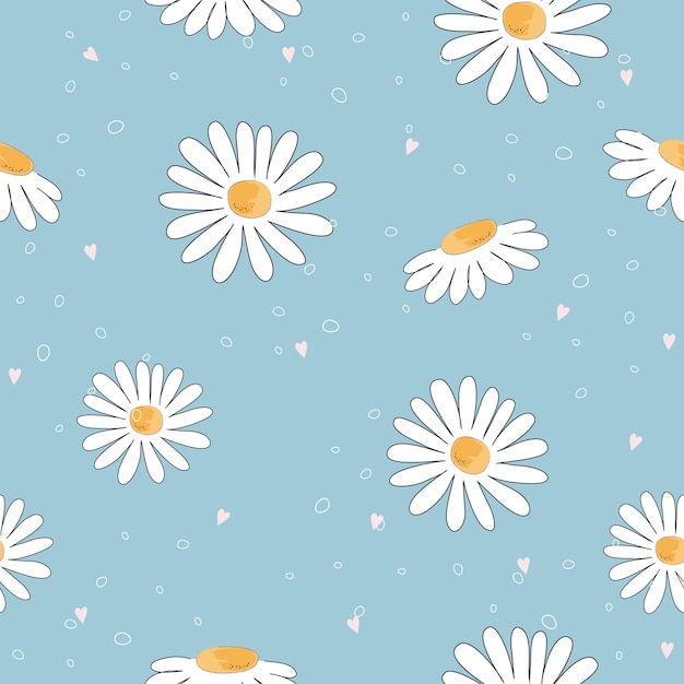 Premium Vector | Seamless with white doodle flowers background