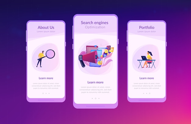Search engines optimization app interface template Premium Vector