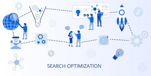 Search optimization online advertising flat banner Premium Vector