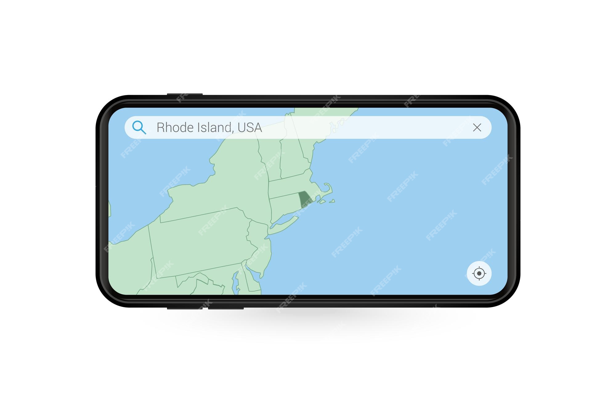 Premium Vector Searching map of rhode island in smartphone map