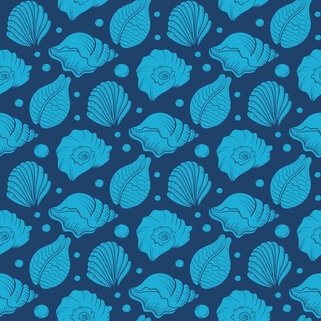 Premium Vector | Seashell pearl seamless pattern