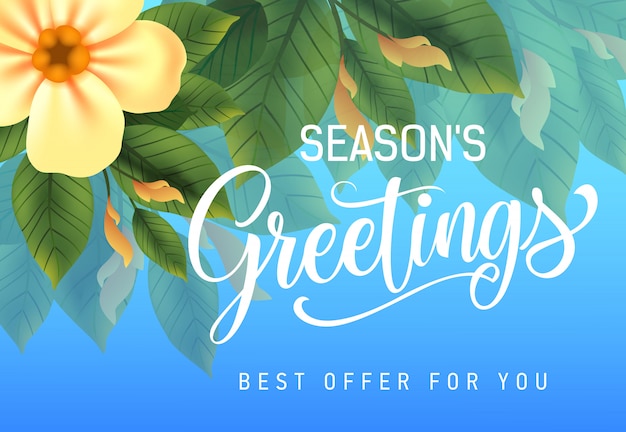 Seasons greetings, best offer for you\
advertising design with yellow flower and leaves