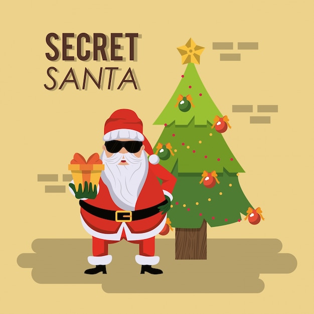 Secret Santa in the office background Vector | Premium Download