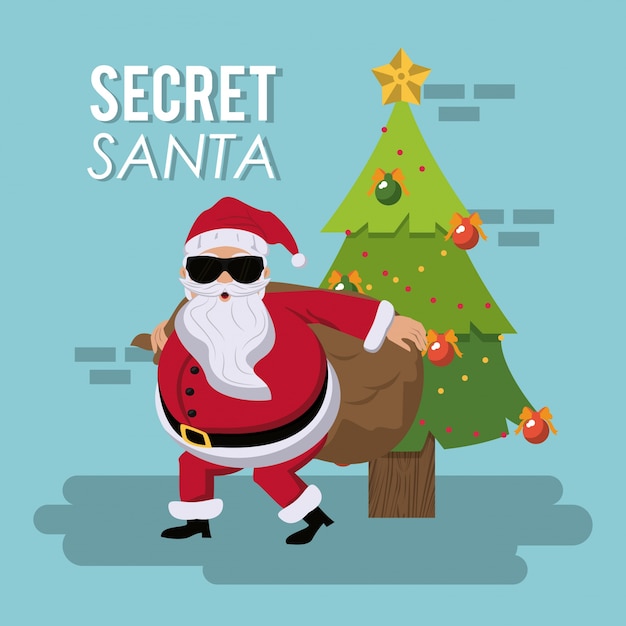 Premium Vector | Secret santa in the office background