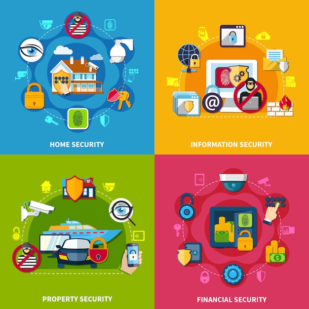 Security concept icons set Free Vector