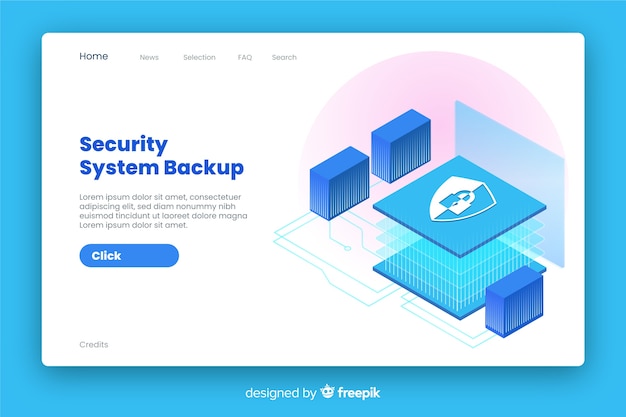 Security landing page isometric style Free Vector