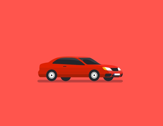 Premium Vector | Sedan red flat vector