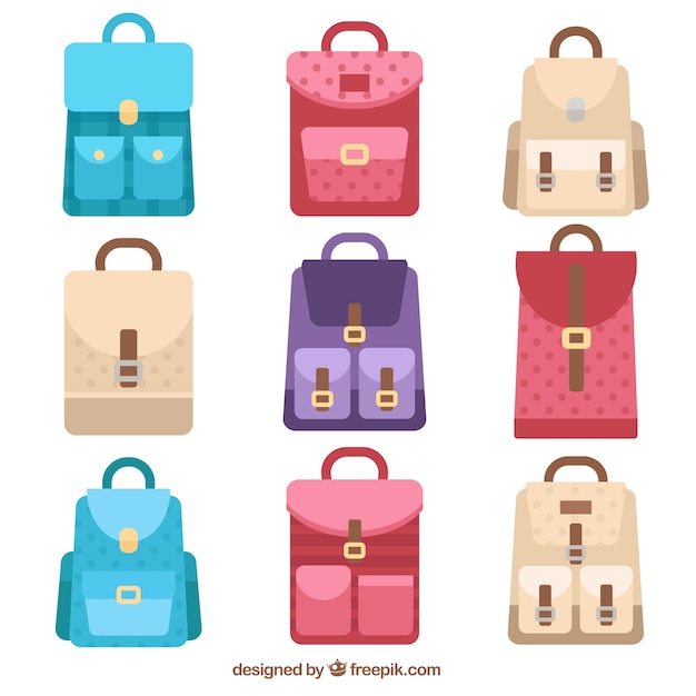 Selection of backpacks in flat style | Free Vector