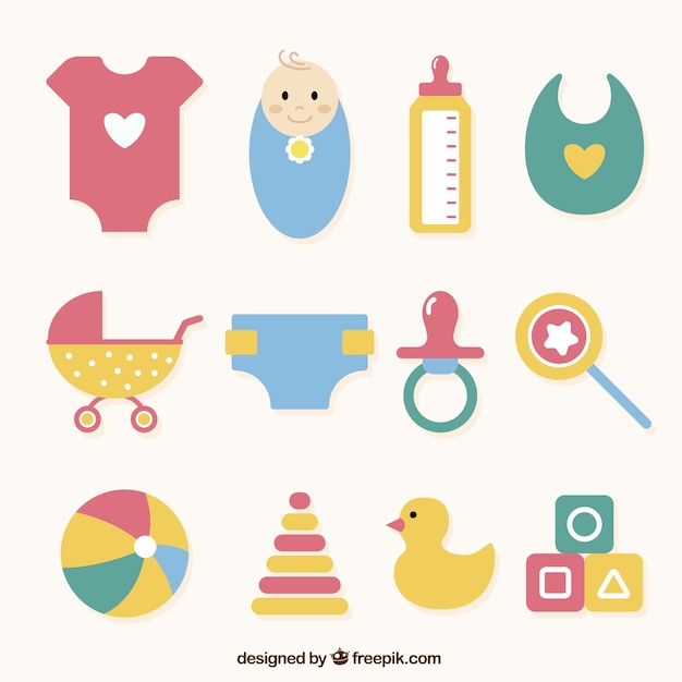 Download Selection of different baby objects in flat design | Free ...