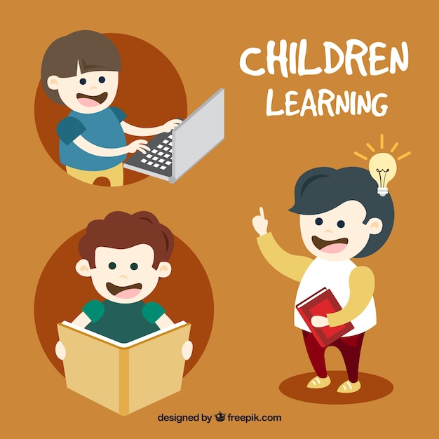 Download Free Vector | Selection of happy kids learning