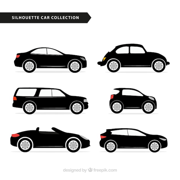 Selection of car silhouettes with color\
details