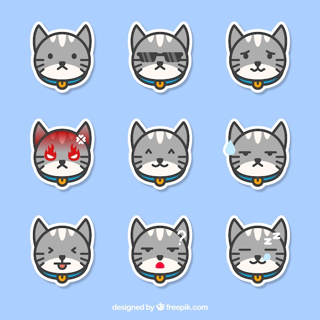 Selection of cat emoticons with great facial\
expressions