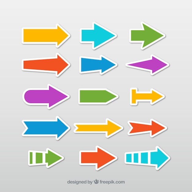 Selection of colorful arrow stickers Vector | Free Download