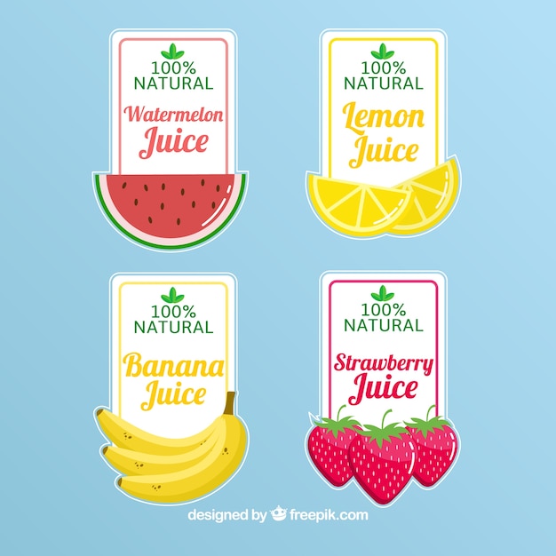 Selection of four fruit juice labels