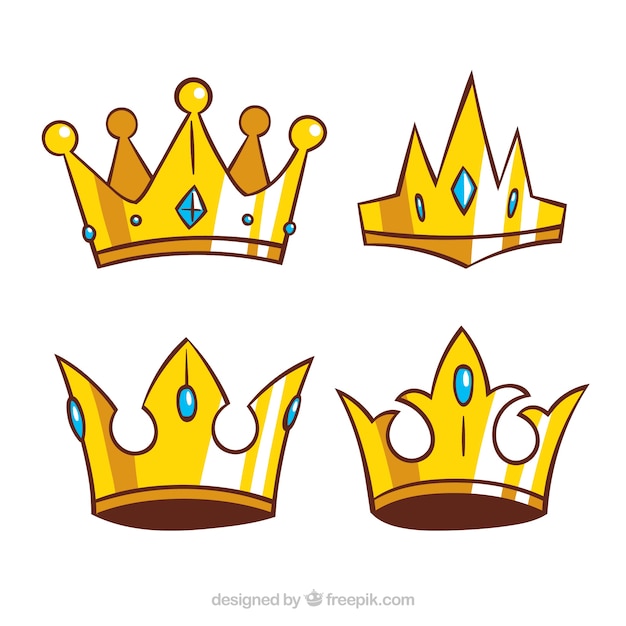 Selection of gold crowns in hand-drawn style Vector | Free Download